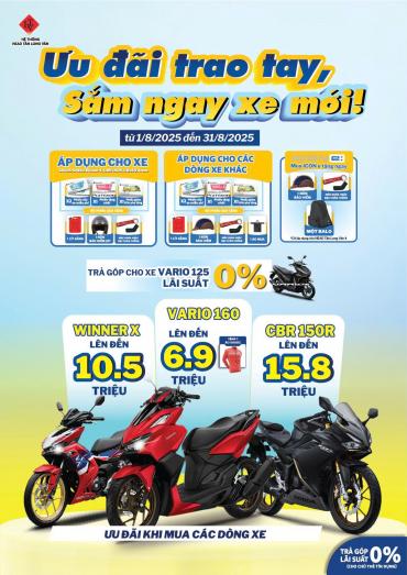 HEAD TÂN LONG VÂN | THÁNG 8 – ƯU ĐÃI TRAO TAY, SẮM NGAY XE MỚI